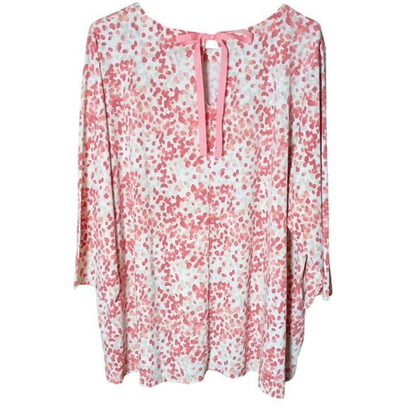 Susan Graver Women 3x Liquid Knit Tie Keyhole Neck Long Sleeve Lightweight Top - Picture 2 of 6